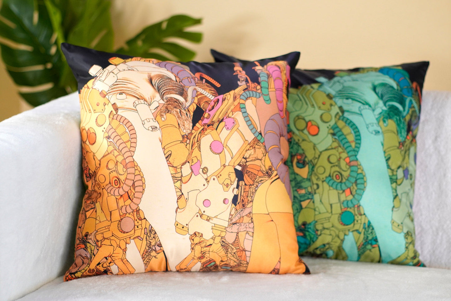 Robot Mardi Gras Throw Pillow