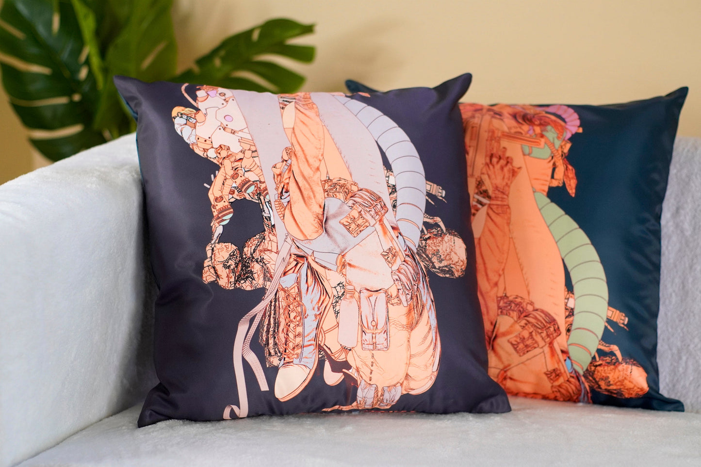 Crossed Robot Throw Pillow