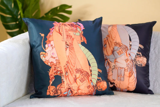 Crossed Robot Throw Pillow