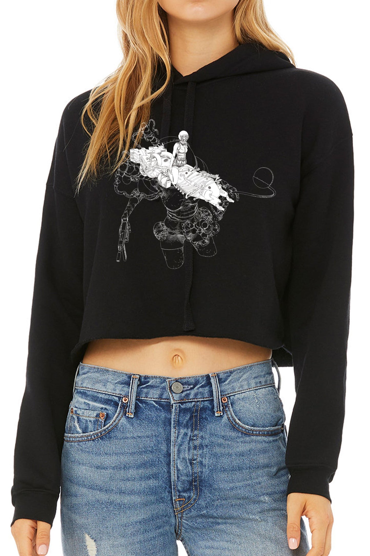 Bike Girl Ladies' Cropped Fleece Hoodie