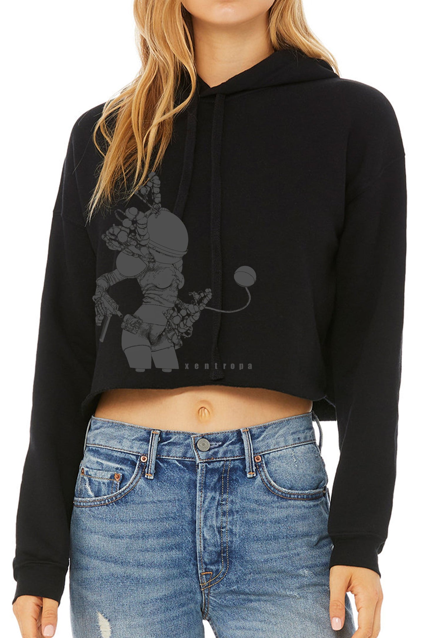 Space Girl Ladies' Cropped Fleece Hoodie