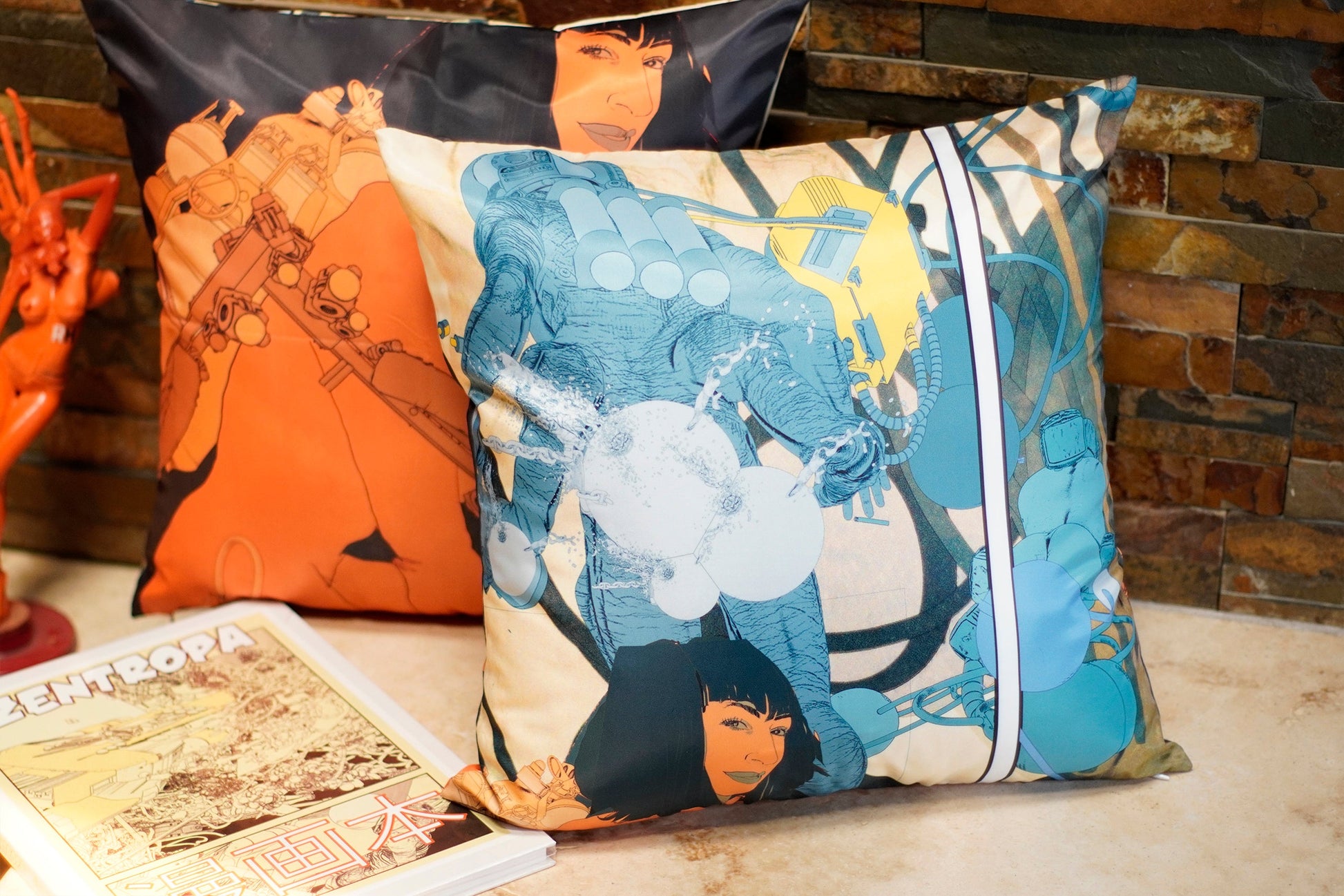 Xen Wear Pillow - Orange Lady & Blue Guy