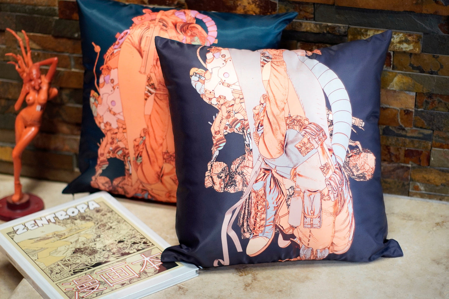 Crossed Robot Throw Pillow