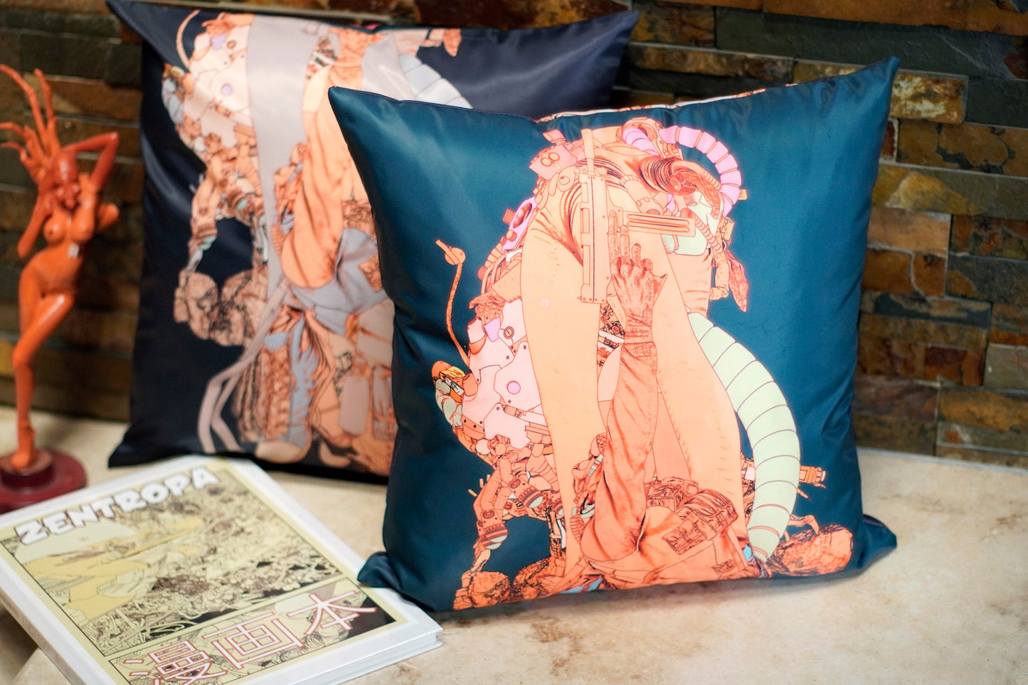 Crossed Robot Throw Pillow