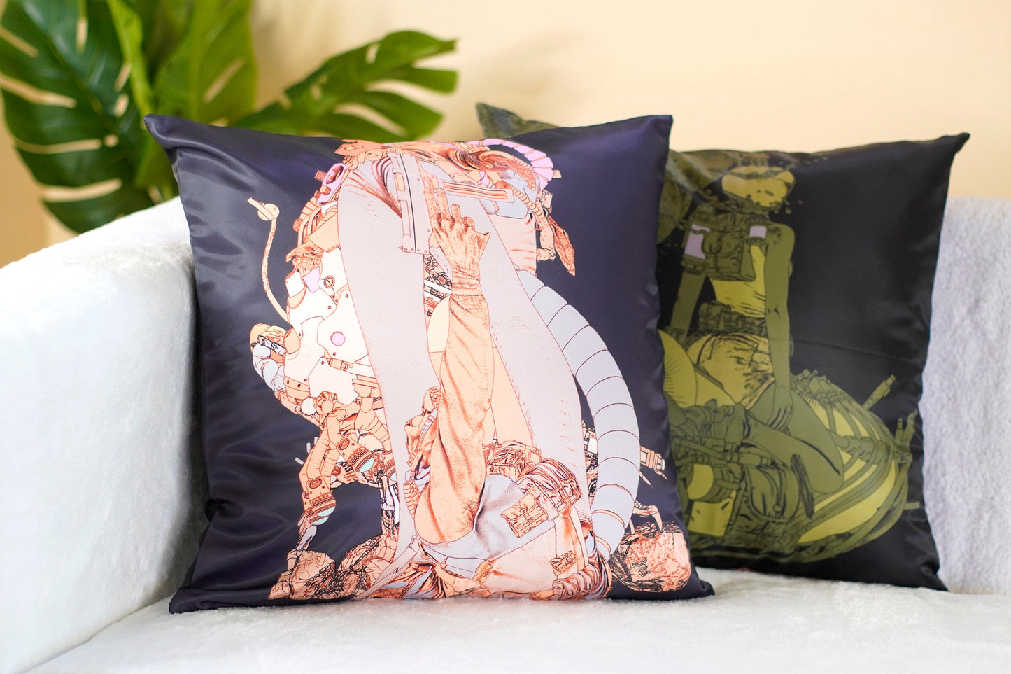 Xen Wear Pillow - Bike Girl & Crossed Robot
