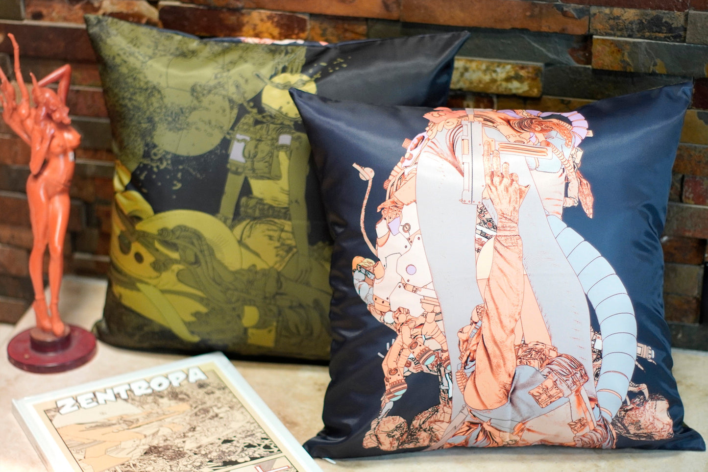 Xen Wear Pillow - Bike Girl & Crossed Robot