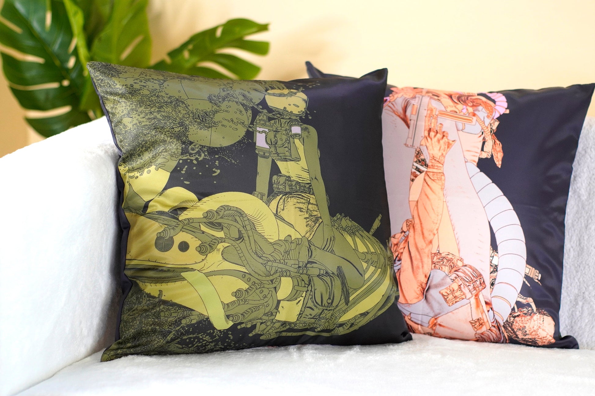 Xen Wear Pillow - Bike Girl & Crossed Robot