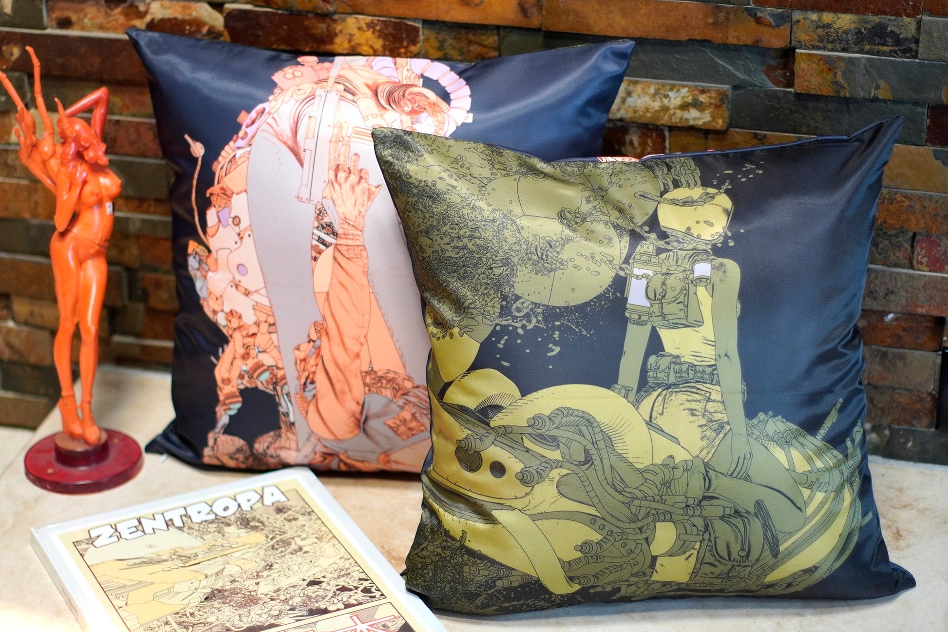 Xen Wear Pillow - Bike Girl & Crossed Robot