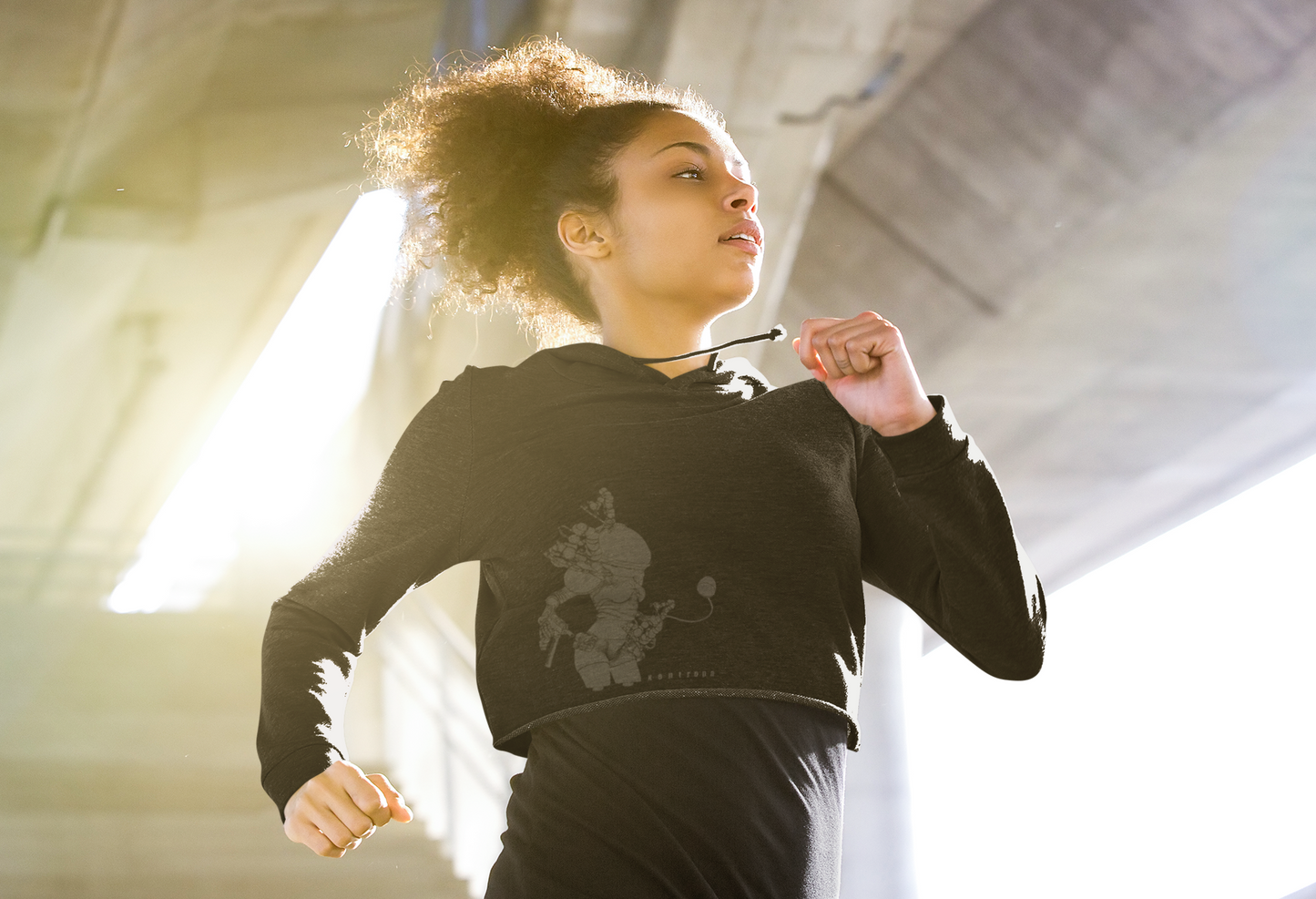 Space Girl Ladies' Cropped Fleece Hoodie