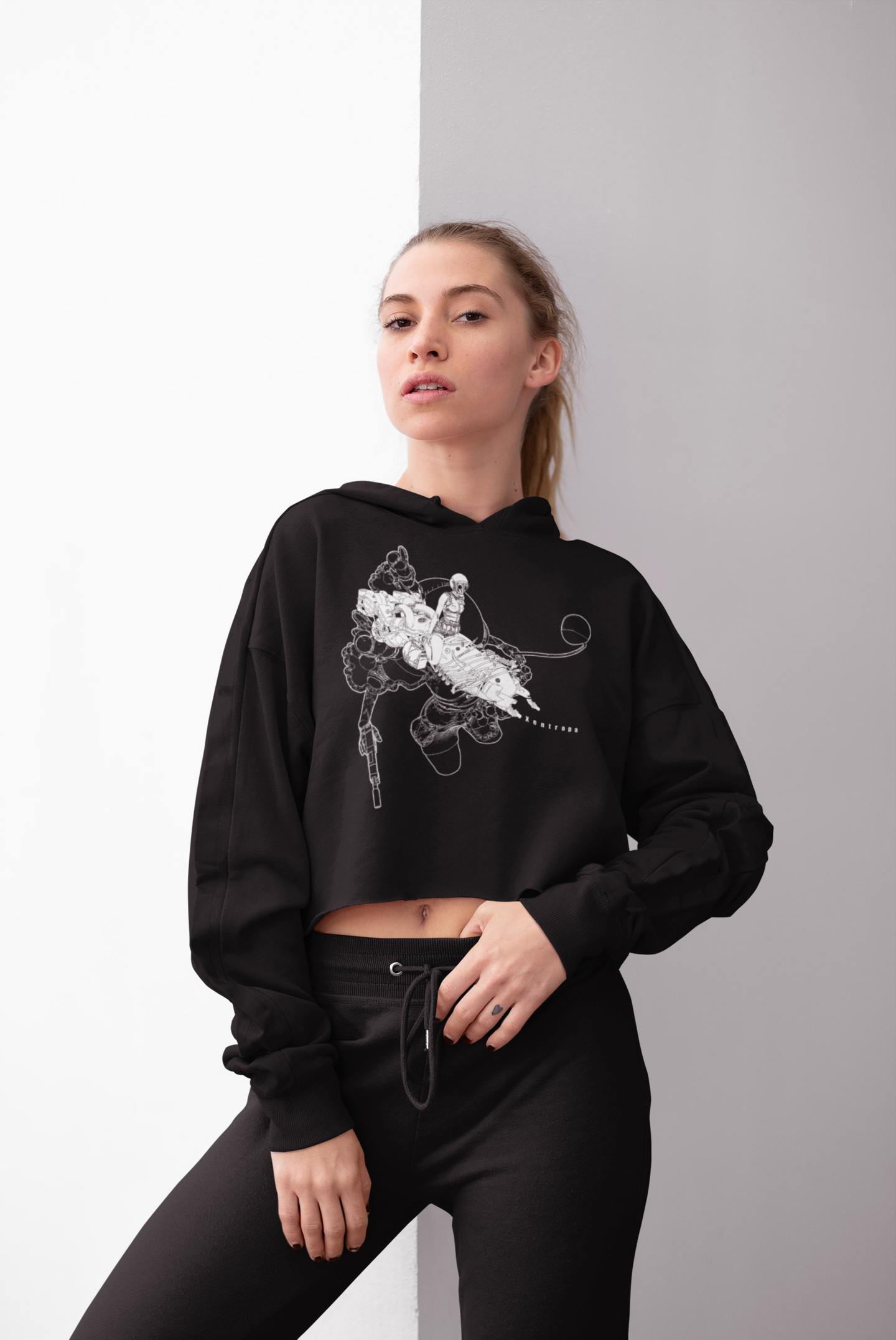 Bike Girl Ladies' Cropped Fleece Hoodie