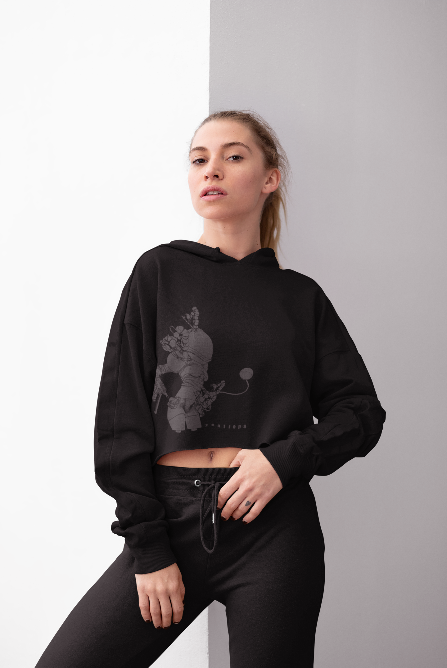 Space Girl Ladies' Cropped Fleece Hoodie