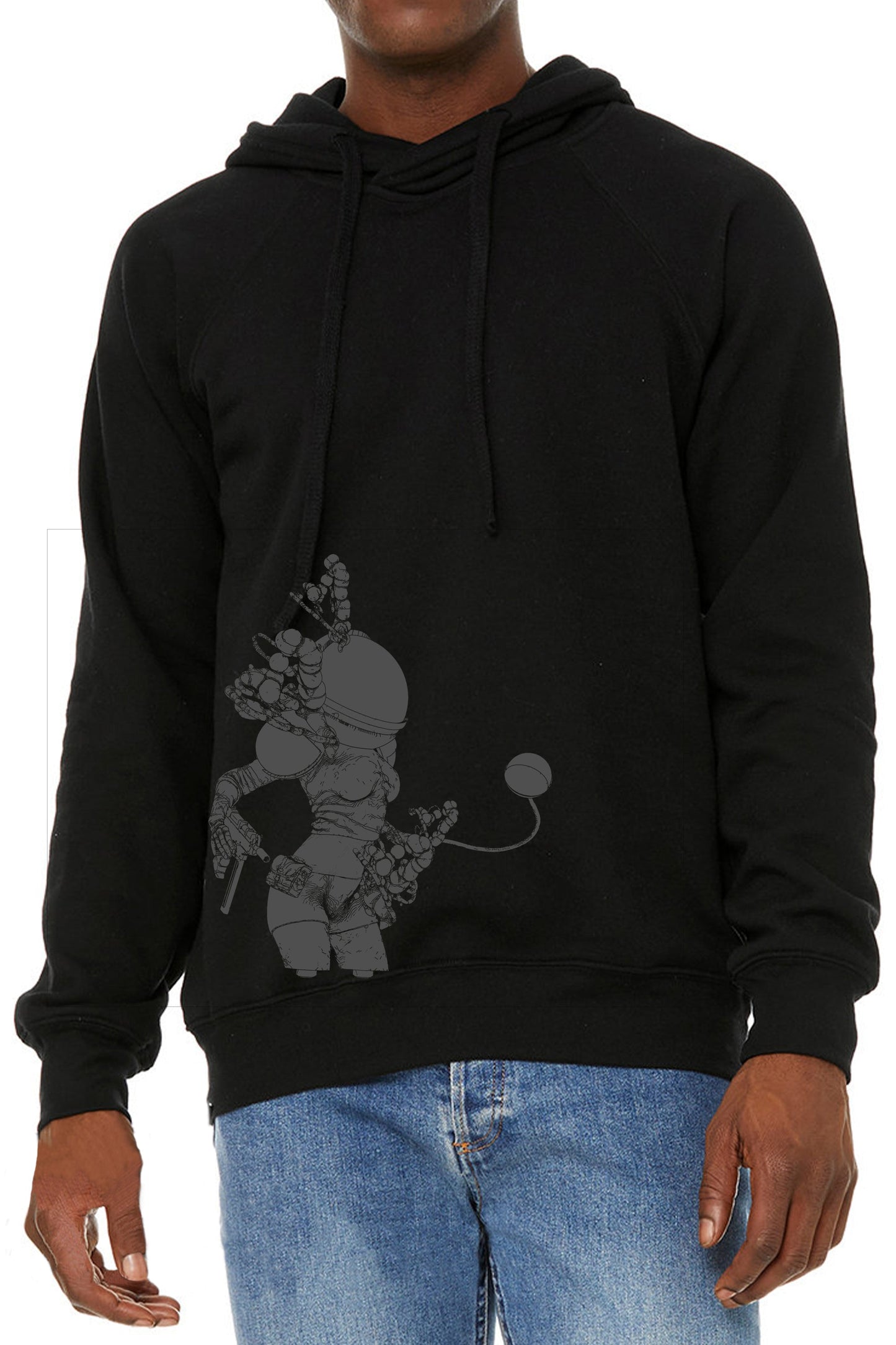 Space Girl Unisex Raw Seam Hooded Sweatshirt - Side