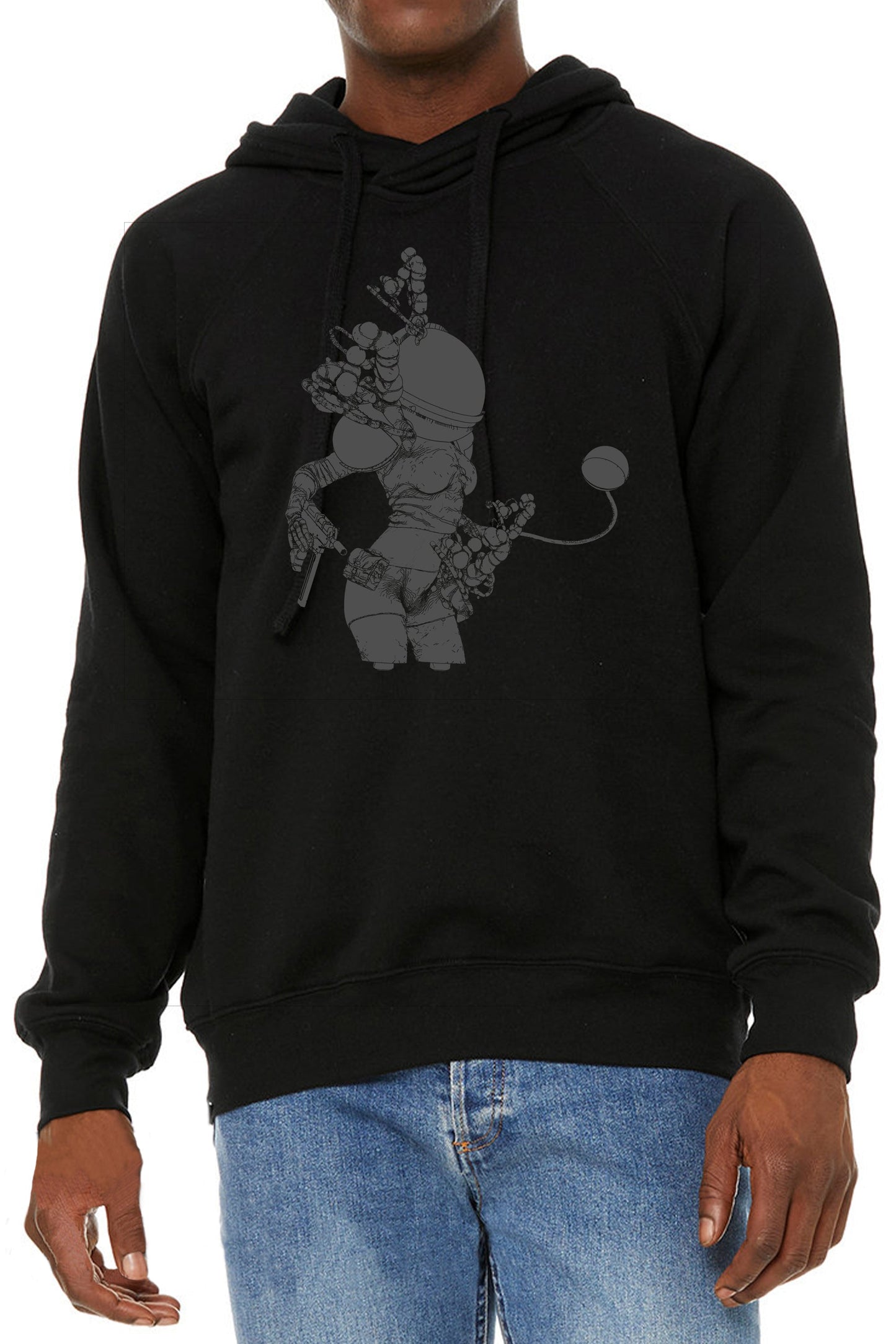 Space Girl Unisex Raw Seam Hooded Sweatshirt - Center